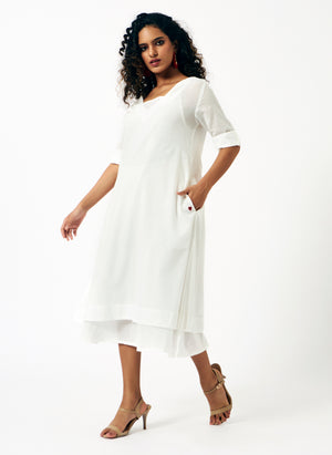 Mosegi-Offwhite Plain Dress