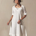 Mosegi-Offwhite Plain Cotton dress