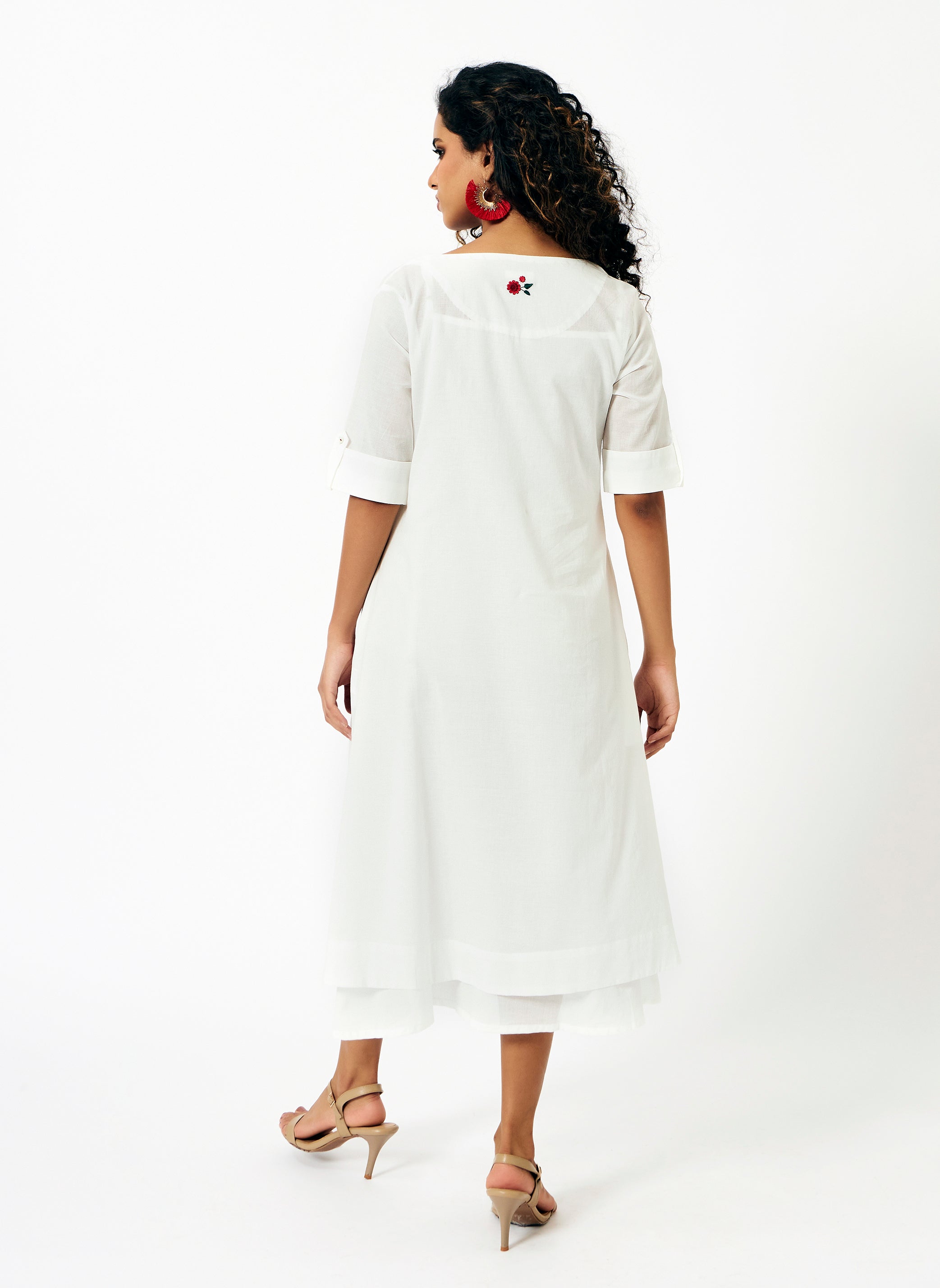 Mosegi-Offwhite Plain Dress