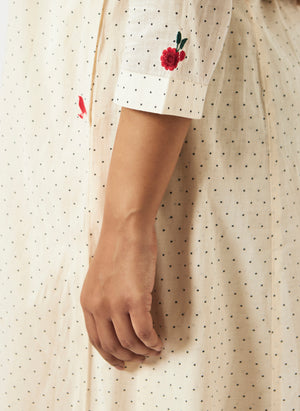 Mosegi-Offwhite Polka Dot Dress