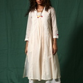 Mosegi-Off-white Polka Dot Cotton Layered Dress 