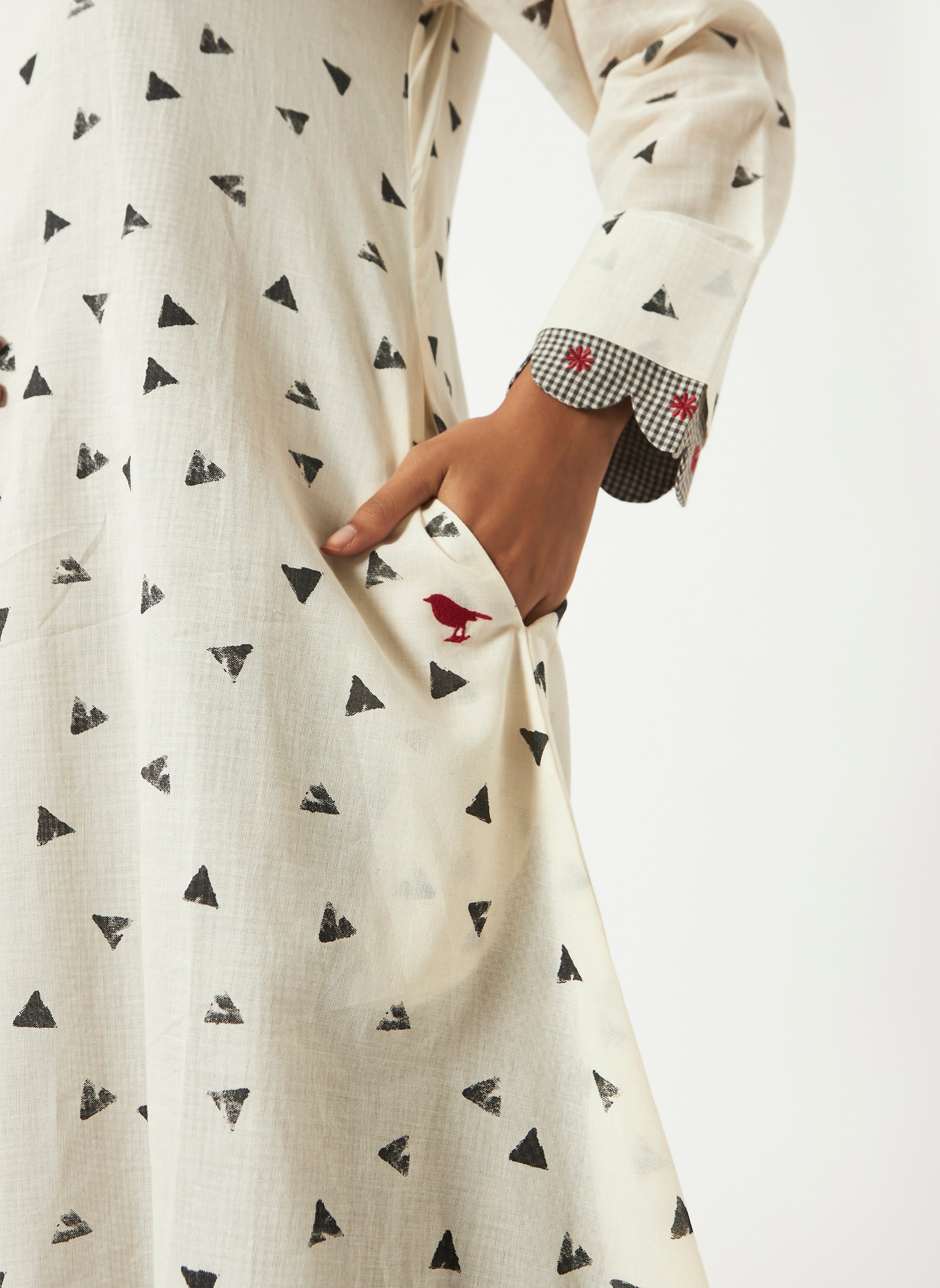 Mosegi-Offwhite Printed Layered Dress