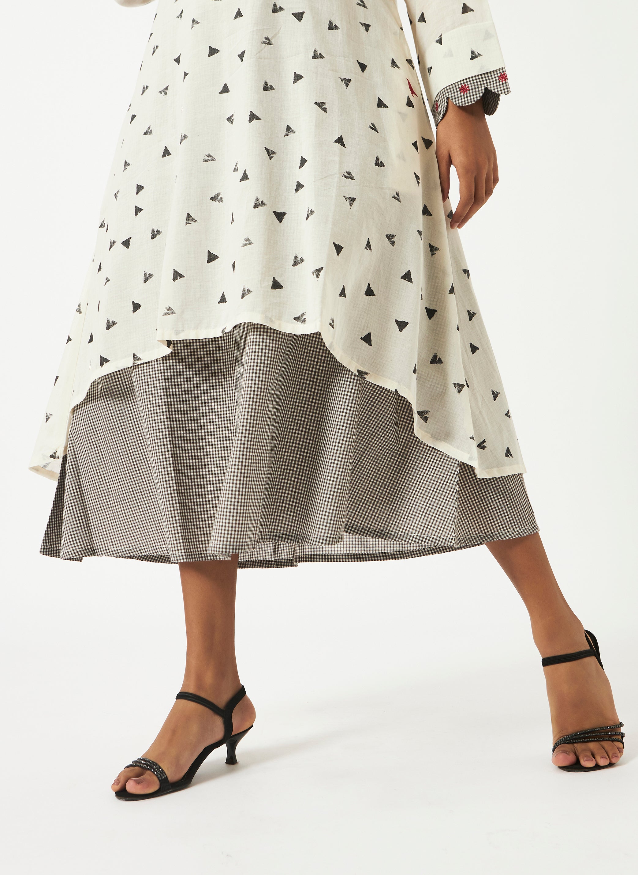 Mosegi-Offwhite Printed Layered Dress