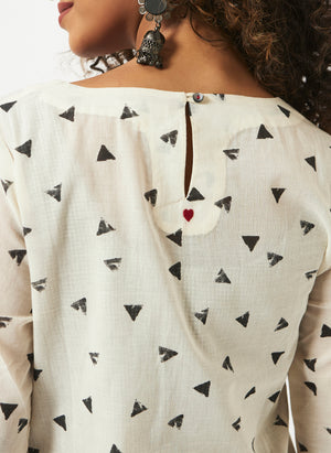 Mosegi-Offwhite Printed Layered Dress