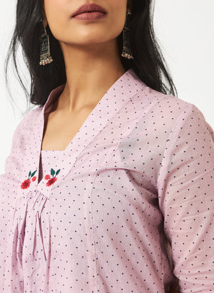 Mosegi-Pink Polka Dot Dress