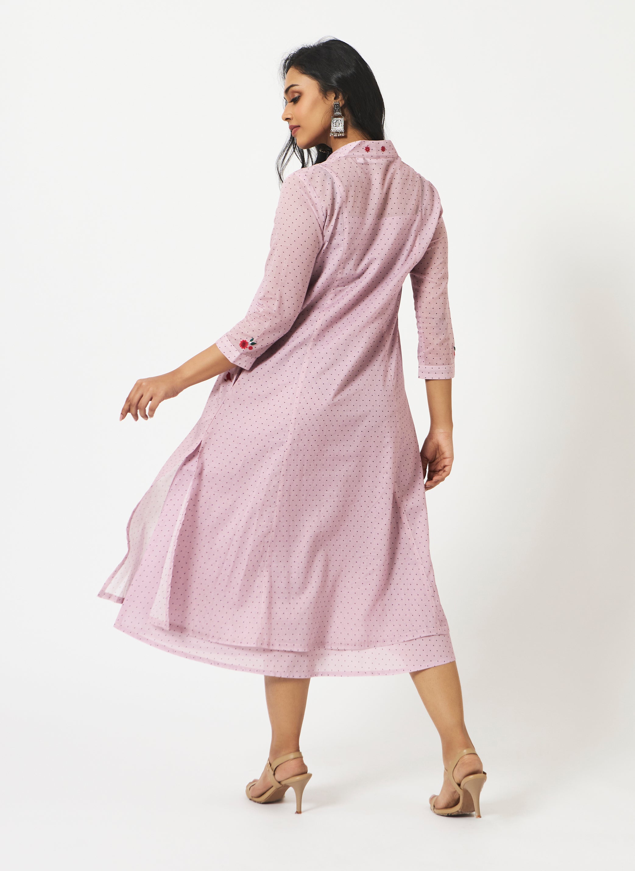 Mosegi-Pink Polka Dot Dress