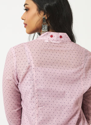 Mosegi-Pink Polka Dot Dress