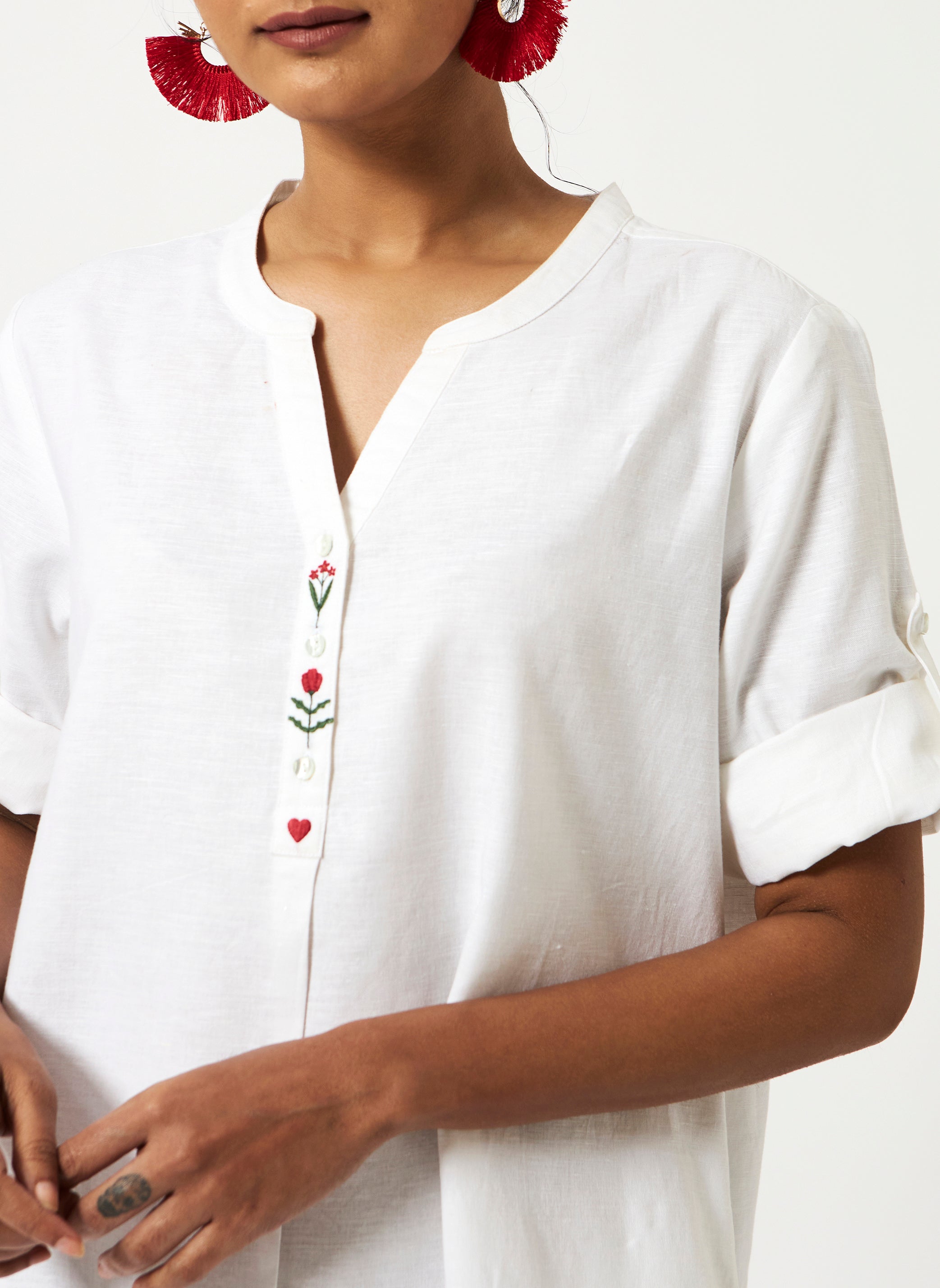 Mosegi-White Midi Dress