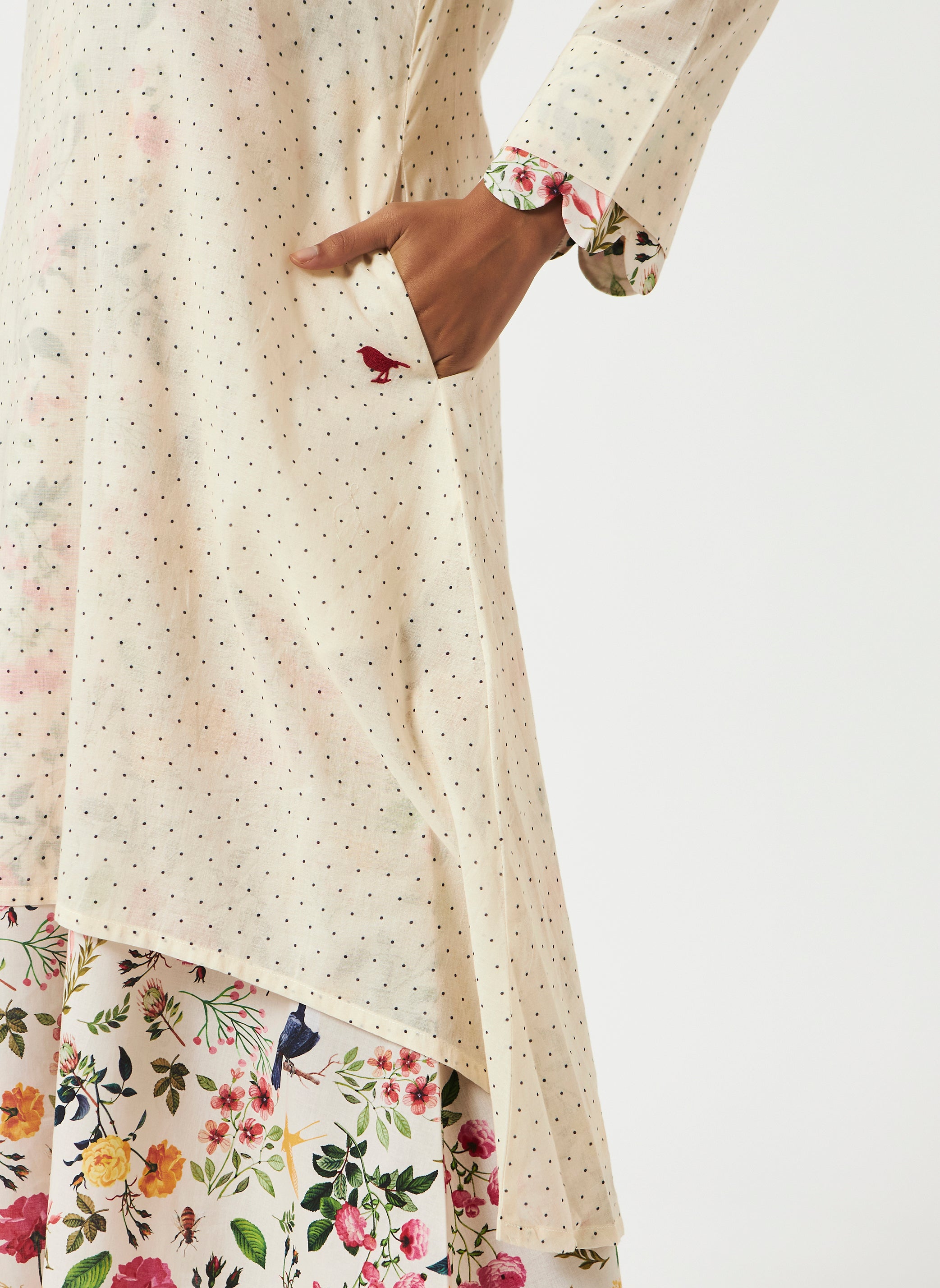 Mosegi- Offwhite Digital Printed Layered Dress