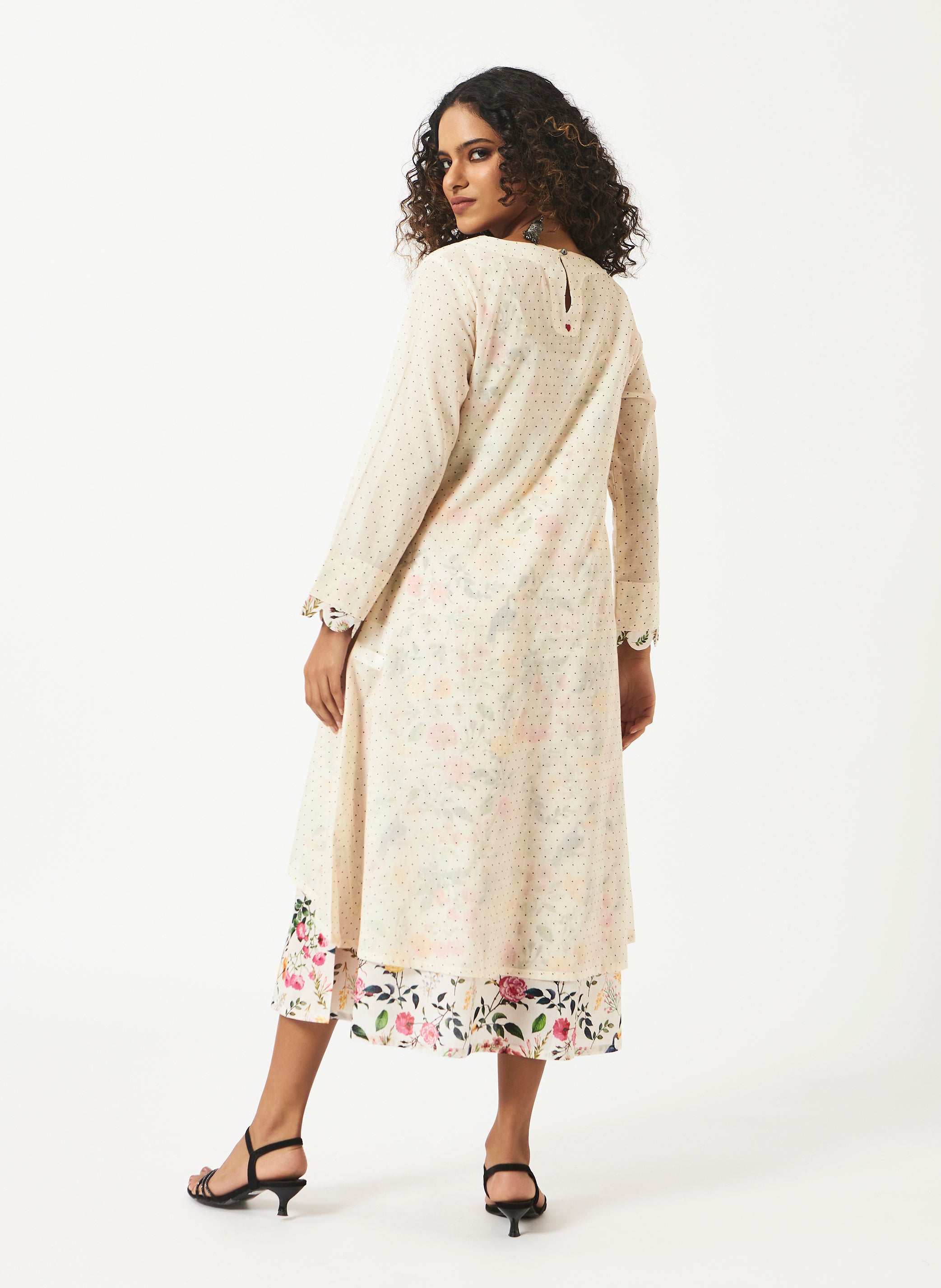 Mosegi- Offwhite Digital Printed Layered Dress
