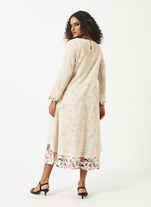 Mosegi- Offwhite Digital Printed Layered Dress