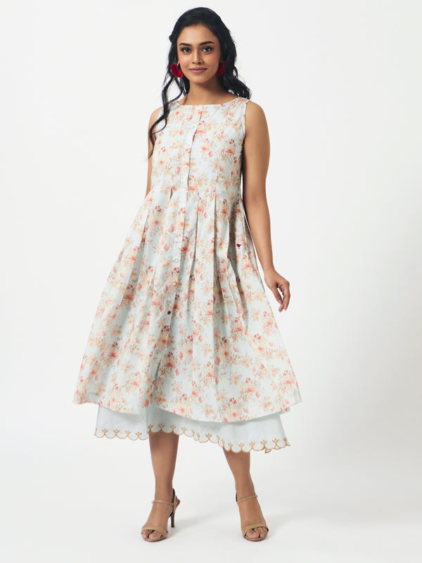 Mosegi- Sage green Digital Printed Dress