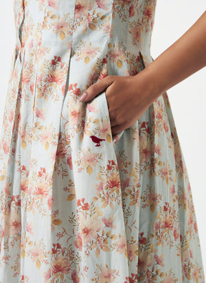 Mosegi- Sage green Digital Printed Dress