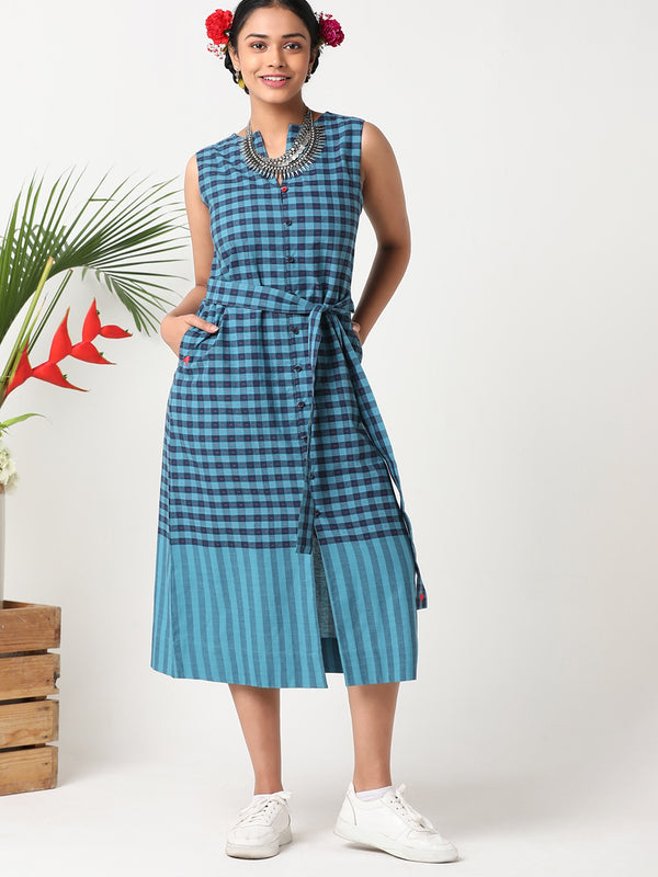 Handloom cotton sleeveless embroidered dress MSG62B