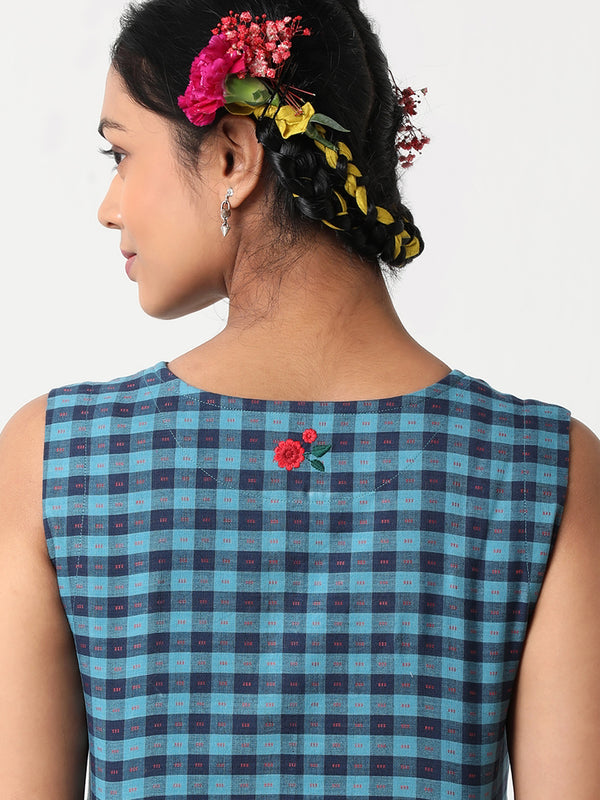 Handloom cotton sleeveless embroidered dress MSG62B