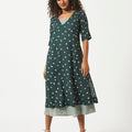 Mosegi-Green V-Neck Dress