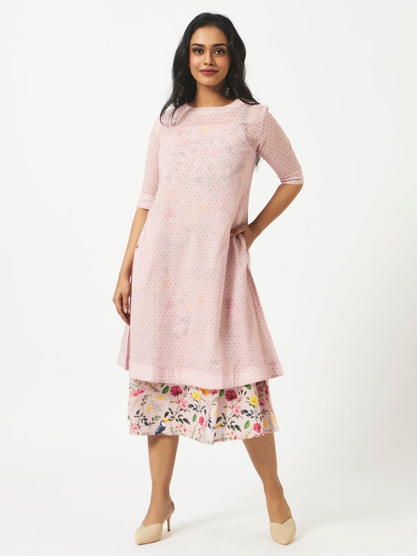 Mosegi-Pink Cotton Layered Dress