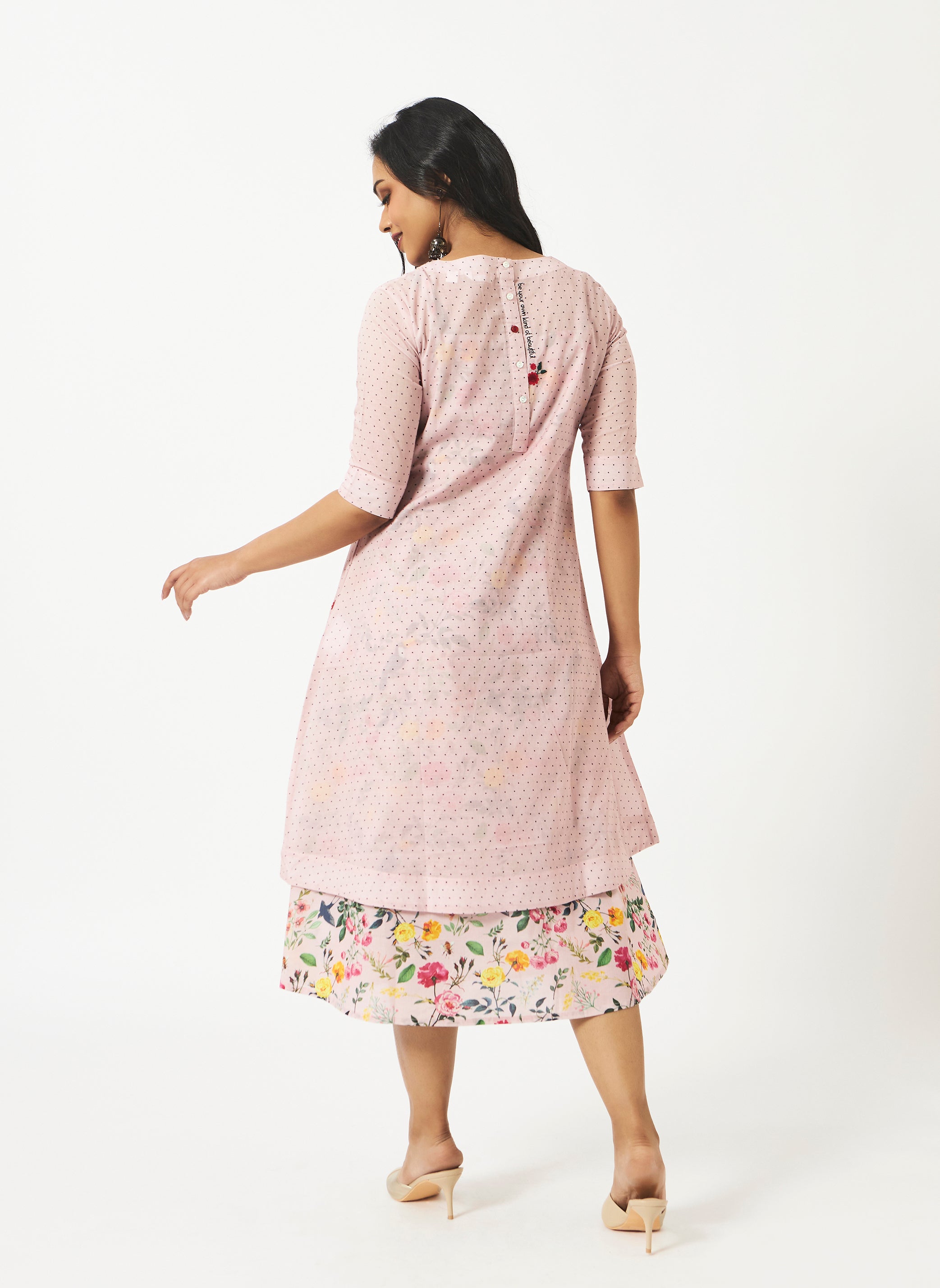 Mosegi-Pink Cotton Layered Dress