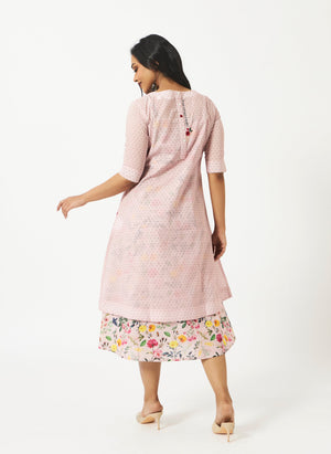 Mosegi-Pink Cotton Layered Dress