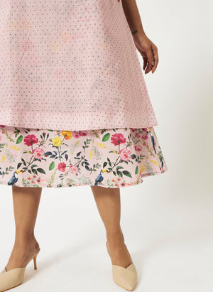 Mosegi-Pink Cotton Layered Dress