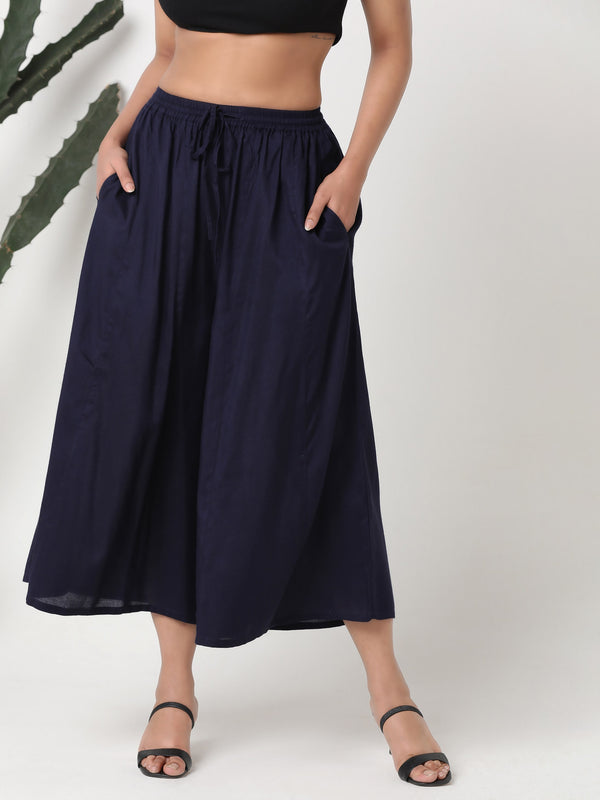 Navy flared pants with pockets MSG05BTM