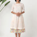 Organic cotton layered A-line dress with embroidery - MSG06