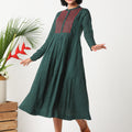 Green Polka dot dress with bib embroidery MSG08B