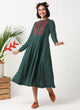 Green Polka dot dress with bib embroidery MSG08B