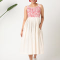 Off-white handloom cotton strappy dress with embroidery MSG155A