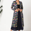 Dark blue digital printed Tencel floral jacket MSG165