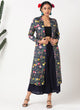 Dark blue digital printed Tencel floral jacket MSG165