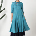 Teal blue embroidered kurta - MSG360