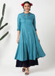 Teal blue embroidered kurta - MSG360