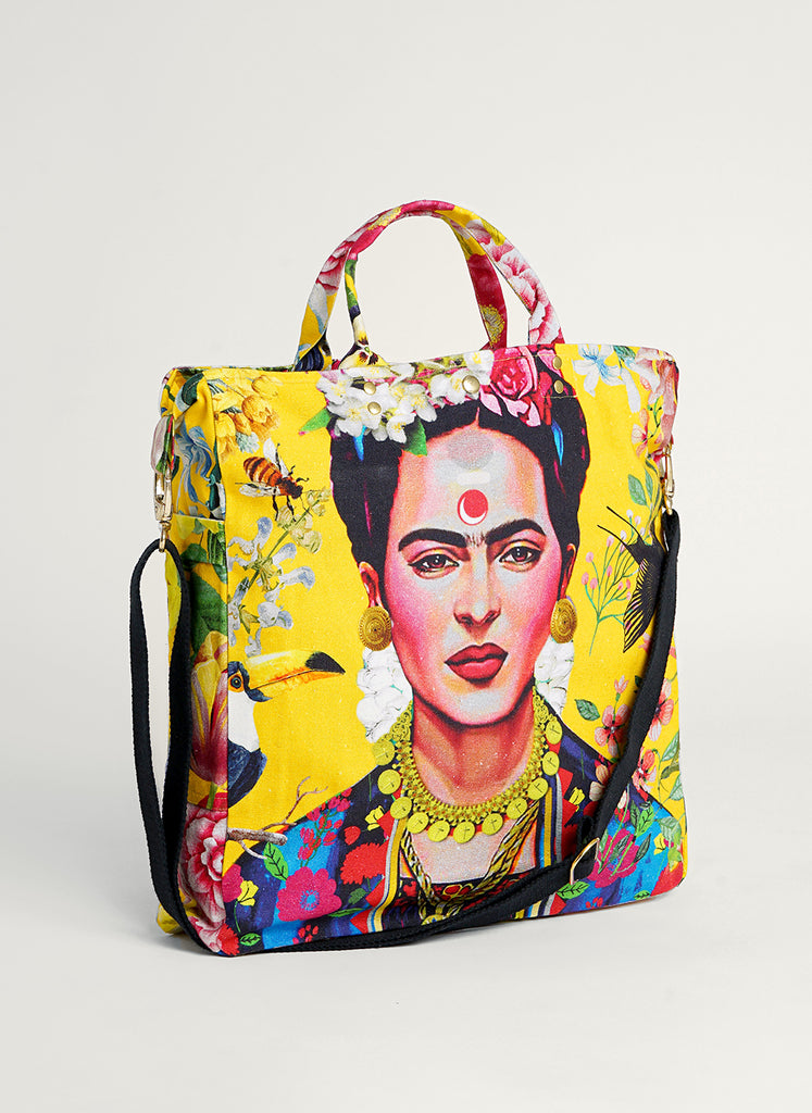 HAND PAINTED TOTE – FRIDA KAHLO – La Academia Spanish Immersion