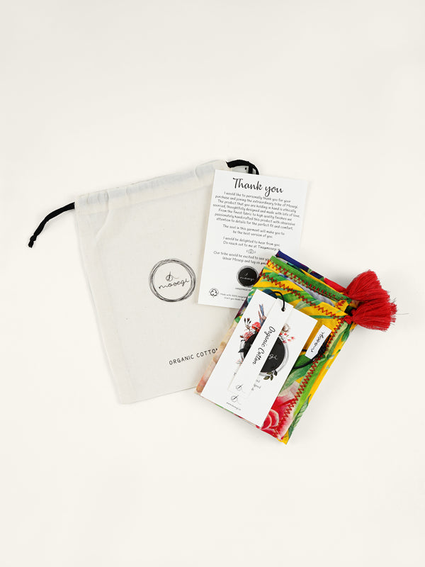 Yellow Frida Kahlo printed organic cotton scarf